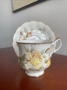 PARAGON Peace Rose White and Gold Bone China Cup & Saucer